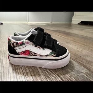 Vans Black Floral Kids Sneakers